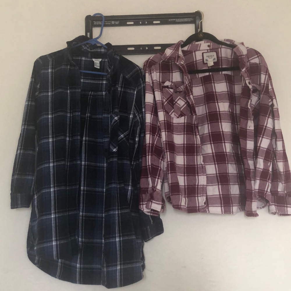 2 forever 21 flannels both in large